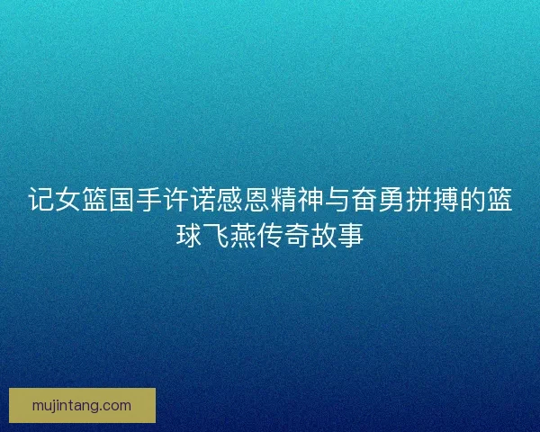 记女篮国手许诺感恩精神与奋勇拼搏的篮球飞燕传奇故事