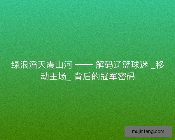 绿浪滔天震山河 —— 解码辽篮球迷 _移动主场_ 背后的冠军密码