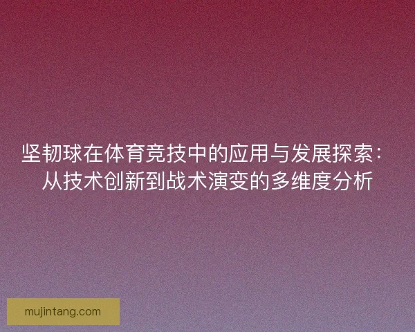 坚韧球在体育竞技中的应用与发展探索：从技术创新到战术演变的多维度分析